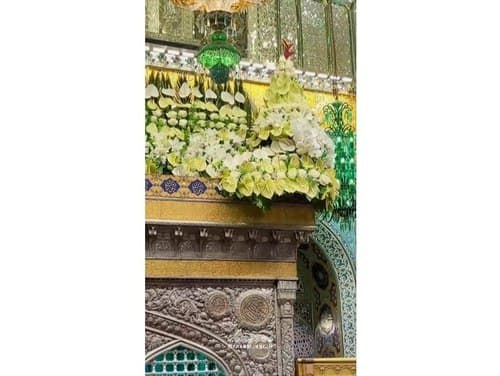 گل آرایی زیبای فوق ضریح مطهر